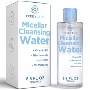 Tree of Life Beauty Micellar Cleansing Water (6.8fl oz) - Micellar Water Makeup Remover with Niacinamide, Vitamin B5, Glycerin - Eye Makeup Remover Liquid, No Rinse Needed