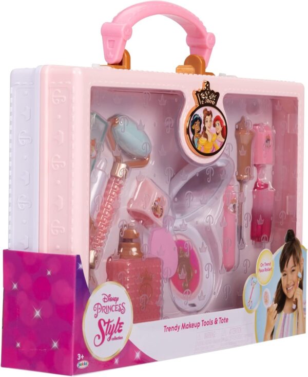 Disney Princess Style Collection Girls Trendy Makeup Tote Bag, Trendy Pretend Play Makeup Tools, Including a Face Roller, Comes with 8 Different Play Tools