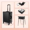 Aluminum Trolley Makeup Train Case with Led Light Rolling Makeup Case with Legs Suitcase Vanity with Lights with Stand Mirror Makeup Vanity Station