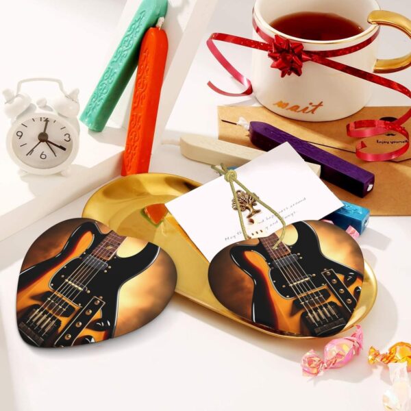 Christmas Ceramic Heart Pendant Decoration for Tree Hanging in Festive Season Instrumental Guitar Prints