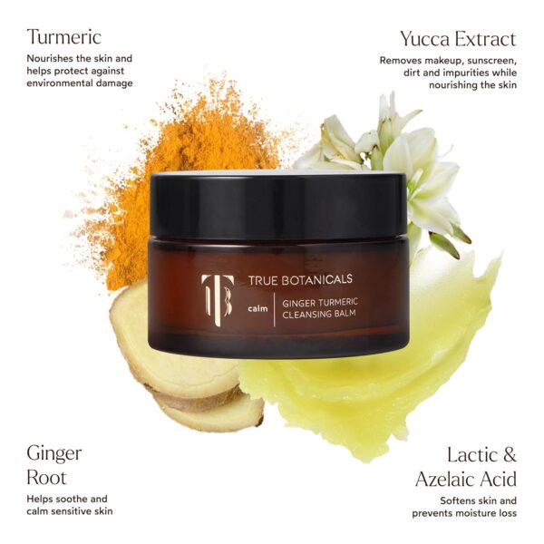 True Botanicals Ginger Turmeric Cleansing Balm | Removes Makeup, Sunscreen & Dirt - Not Moisture | Dermatologist Tested, All Natural, Vegan, Clinically Proven | 3.4 fl oz | 100 ml