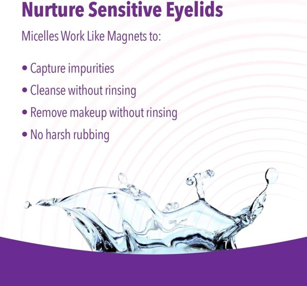 iVIZIA Micellar Eyelid Cleanser for Sensitive Eyelid Cleansing, BAK-Preservative-Free, Rinse-Free, Gently Removes Makeup, 3.3Fl Oz Bottle