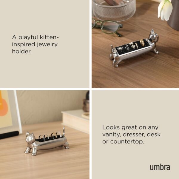Umbra Cat Ring Holder - Gift for Cat Lovers - Jewelry Storage, Chrome