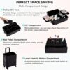 AROUS 5 in 1 Professional Makeup Train Case Aluminum Cosmetic Case Rolling Makeup Case Extra Large Trolley Makeup Travel Organizer, with 360° Swivel Wheels,Black