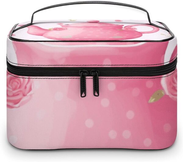Teapot Makeup Bag, Cosmetic Organizer Case Large Portable Capacity Make Up Bags Women Travel Toiletry Bags with Handle And Divider