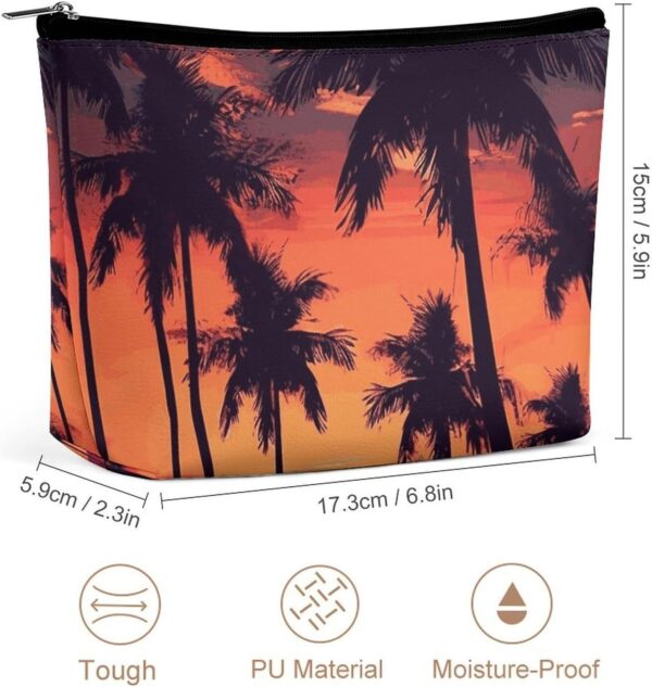 Makeup Bag for Women Cosmetic Bags Palm Tree Summer Sunset Travel Toiletry Bag Cute Zipper Make Up Bags Large Capacity Makeup Case Organizer Portable Makeup Pouch for Travelling Gift
