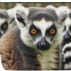 Linen Makeup Bag For Women, Waterproof Travel Cosmetic Organizer Lightweight Zipper Travel Toiletry Bag Organizer Animals Lemur Pattern Makeup Brushes Storage Bag