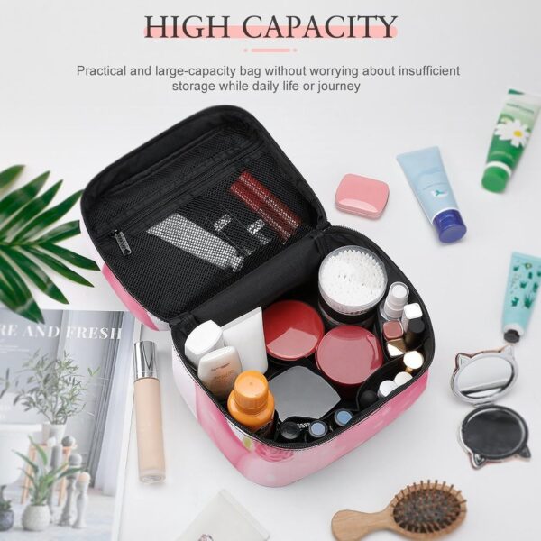 Teapot Makeup Bag, Cosmetic Organizer Case Large Portable Capacity Make Up Bags Women Travel Toiletry Bags with Handle And Divider