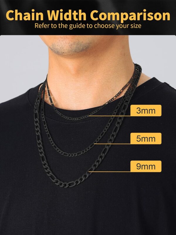 U7 Figaro Chain, Twisted Rope Chain, Men Stainless Steel Necklace,3mm,5mm,6mm,9mm 18K Gold Plated Chains Necklaces for Men Women 16"-30"