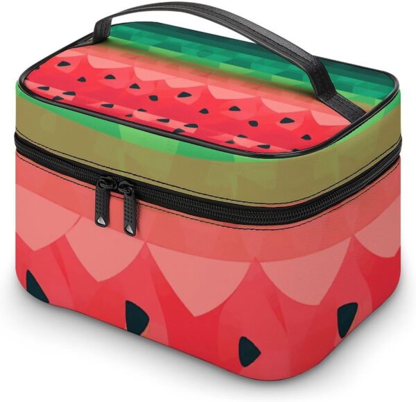 Gradient Watermelon Makeup Bag, Cosmetic Organizer Case Large Portable Capacity Make Up Bags Women Travel Toiletry Bags with Handle And Divider