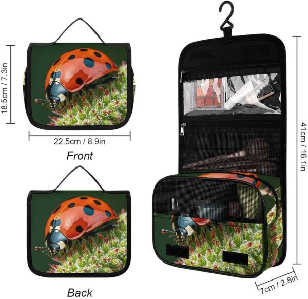 Hanging Toiletry Bag for Women Men Portable Waterproof Makeup Bag Organizer Red Ladybug Dasisy Travel Toiletry Bag