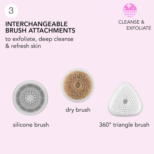 713CO33q6DL._SL1500_.jpg skn by conair Daily Glow Facial Cleansing Brush, All-in-One Facial Brush Includes 3 Interchangeable Attachments for Complete Cleansing, Exfoliation, and Rejuvenation