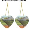 Christmas Ceramic Heart Pendant Decoration for Tree Hanging in Festive Season Tennis Prints