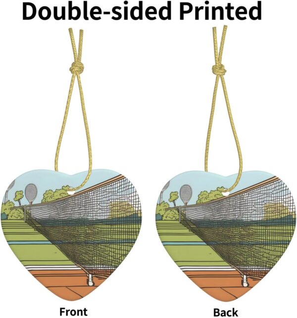 Christmas Ceramic Heart Pendant Decoration for Tree Hanging in Festive Season Tennis Prints