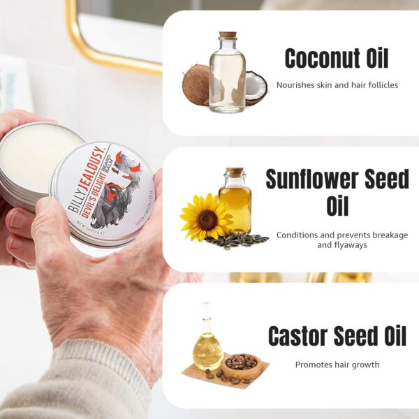 Billy Jealousy Beard Balm with Light Hold & Low Shine, Everyday Beard Styling Balm Loaded With Coconut, Shea & Sunflower Oils For Smooth & Nourished Facial Hair & Skin