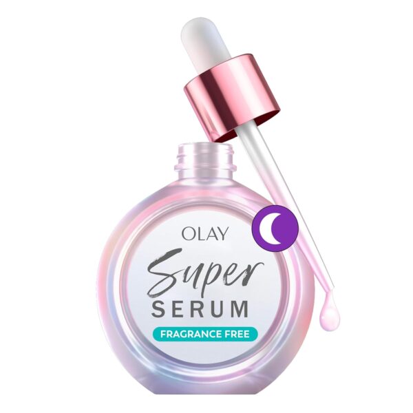 Olay Super Serum Night Repair, Fragrance-Free - Niacinamide, Peptide, Salicylic & Lactic Acid, Glycerin ​- 5-in-1 Skin Care Benefits - Hydrating, Evens Tone, Reduces Dark Spots, Anti-Aging, 1.0 Oz