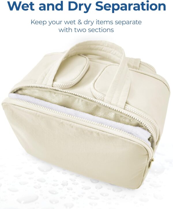 BAGSMART Travel Toiletry Bag, Lightweight Large Wide-open Travel Bag for Women, Puffy Cosmetic Makeup Bag Organizer with Handle for Accessories,Essentials, Toiletries, Green