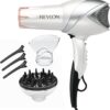 REVLON Infrared Hair Dryer with Diffuser - Ionic Blow Dryer, Diffuser, and Concentrator, Infrared Heat Technology to Prevent Over-Drying for Shiny, Soft Hair with Natural Moisture (White)