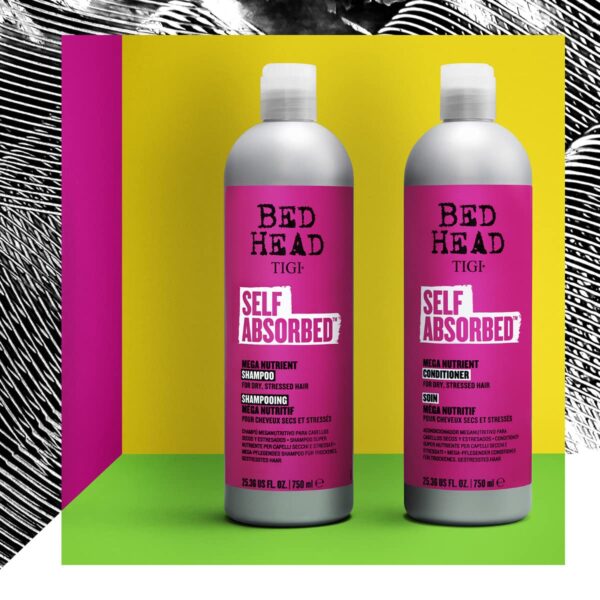 Bed Head by TIGI Frizz Control Shampoo and Conditioner Set for Dry Hair, Self Absorbed Nourishing Hair Care to Visibly Repair and Strengthen Hair From Within, 25.36 Fl oz, 2 Pack