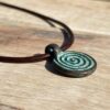 Greek Spiral Vintage Patina Necklace - Women Choker, Men Ancient Greece Gifts, Best Gift for Grecian, Mens Vital Force, Simple Charm, Hellenism, Small Bead, Cute Girls Accessories (Patina)