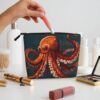 Linen Makeup Bag For Women, Waterproof Travel Cosmetic Organizer Lightweight Zipper Travel Toiletry Bag Organizer Animal Octopus Makeup Brushes Storage Bag