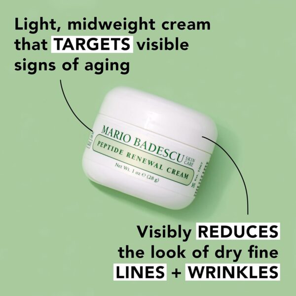 Mario Badescu Peptide Renewal Cream for Combination, Dry and Sensitive Skin | Anti-aging Face Cream Formulated with Palmitoyl Tripeptide-1 & Sodium Hyaluronate | 1 Ounce