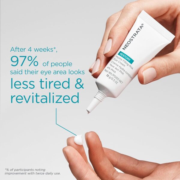 NEOSTRATA RESTORE Hydra Filling PHA Eye Cream, Hydrating and Lifting Anti-Aging Eye Treatment for Fine lines & Wrinkles with Hyaluronic Acid, Vitamin C& E, and Green Tea Extract, 0.5oz