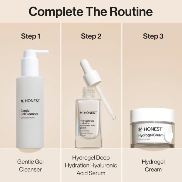 Honest Beauty Hydrogel Deep Hydration Hyaluronic Acid Serum | Moisturizes + Plumps | Hypoallergenic, Fragrance Free, Vegan, Gentle for Sensitive Skin | 1 fl oz