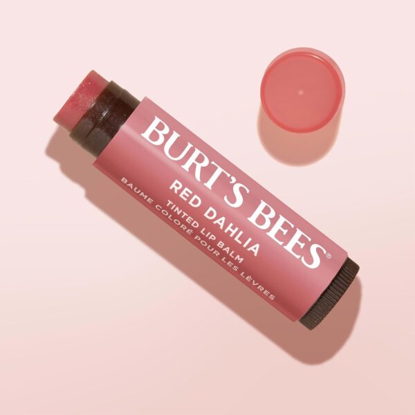 Burt's Bees Lip Tint Balm, Long Lasting 2 in 1 Duo Tinted Balm Formula, Color Infused with Hydrating Shea Butter for a Natural Looking Buildable Finish, Red Dahlia, 1 Tube