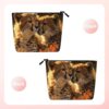 Linen Makeup Bag For Women, Waterproof Travel Cosmetic Organizer Lightweight Zipper Travel Toiletry Bag Organizer Cheetah Love Makeup Brushes Storage Bag