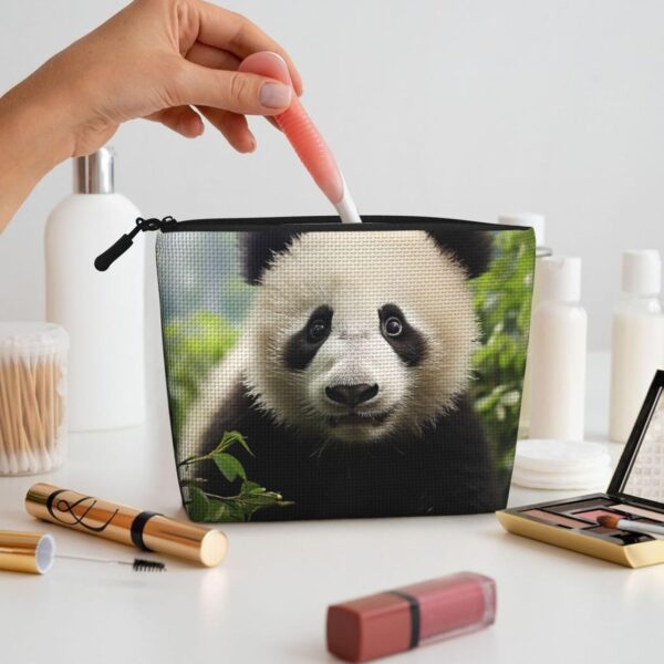 Linen Makeup Bag For Women, Waterproof Travel Cosmetic Organizer Lightweight Zipper Travel Toiletry Bag Organizer Cute Animal Bear Makeup Brushes Storage Bag