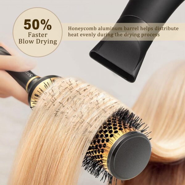 Round Hair Brush for Blow Drying, Aluminium Curly Hair Brush, Hairbrushes for Women Professional Curling, Straightening, Add Volume and Shine (1.7 inch Barrel, 2.5 inch with Bristles)