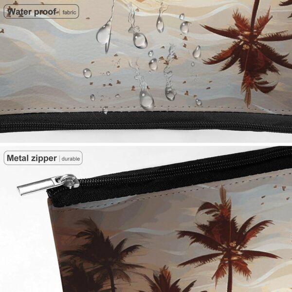 Makeup Bag for Women Cosmetic Bags Palm Trees Ocean Waves Sunset Travel Toiletry Bag Cute Zipper Make Up Bags Large Capacity Make Up Case Organizer Portable Makeup Pouch for Travelling Gift