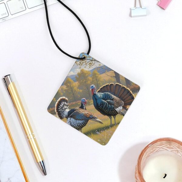 A Pair of Wild Turkeys Car Air Freshener Hanging, Long Lasting Scented Car Aromatherapy Tablets, Rhombus Fragrance Scented Cards for Vehicles, Bedroom, Wardrobe White-style