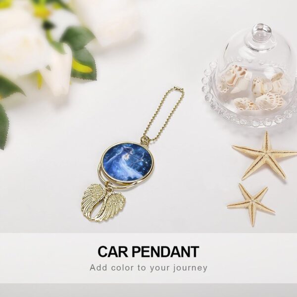 Zodiac Sagittarius Woman Car Rear View Mirror Pendant Car Charm Ornament Hanging Decoration Accessories for All Cars Golden-Style