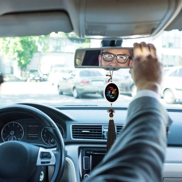 Pisces Zodiac Constellation Car Hanging Ornaments Crystal Rearview Mirror Swing Pendant Accessories Ellipse