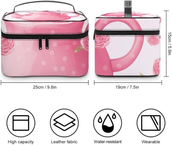 Teapot Makeup Bag, Cosmetic Organizer Case Large Portable Capacity Make Up Bags Women Travel Toiletry Bags with Handle And Divider