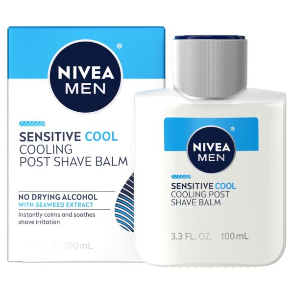 NIVEA MEN Sensitive Cooling Post Shave Balm with Vitamin E, Chamomile and Seaweed Extracts, 3 Pack of 3.3 Fl Oz Bottles