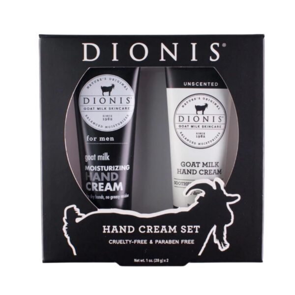 Dionis Goat Milk Skincare Men's Hand Cream Gift Set - Unscented (Fragrance Free) & for Men (Scented) Lotions - Soothe & Relieve Dry, Itchy Hands - Deeply Moisturize & Restore Skin, 2 1 oz Tubes