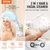 VEVOR Hair Steamer, 2 in 1 UV Ozone Hair & Facial Steamer with Detachable Bonnet Hood, Nano Ionic Face Steamer with 360° Rotatable Sprayer for Deep Conditioning, Perfect for Salon Spa Home Beauty