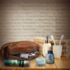 Genuine Leather Travel Toiletry Bag – Makeup, Shaving Organizer, Dopp Kit for Men & Women, Durable & Stylish Travel Accessory