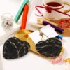 Christmas Ceramic Heart Pendant Decoration for Tree Hanging in Festive Season Black Gold Marble Prints