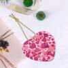 Christmas Ceramic Heart Pendant Decoration for Tree Hanging in Festive Season Pink Hearts Prints