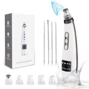 Blackhead Remover, EUASOO USB Rechargeable Pimple Extractor, Electric Pore Vacuum Blackhead Remover Tools for Women & Men, Blackhead Vacuum Kit with 10 * Filter Sponge & 5 * Rubber Ring & etc.