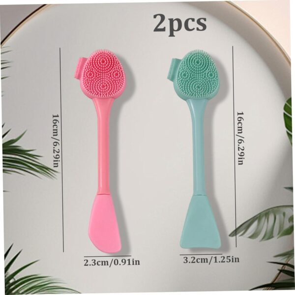 Silicone Face Scrubber, 2PCS Silicone Face Scrubber, 6.3 Inch Double Head Pore Cleansing Brush, Wash Brush for DIY Mud, Clay, Charcoal Mixed Mask, Gentle Exfoliating, Removing Blackhead