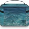 The Blue Sea Makeup Bag, Cosmetic Organizer Case Large Portable Capacity Make Up Bags Women Travel Toiletry Bags with Handle And Divider
