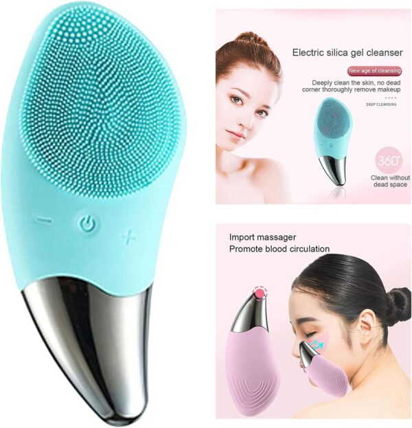 USB Rechargeable Silicone Facial Cleansing Brush, 6- Sonic Skin Care and Exfoliation, Achieve Better Skin Products Absorption - Red(Green)
