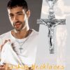 U7 Men Crucifix Cross Pendant with Chain Baptism Christian Jewelry Stainless Steel/18K Gold Antique Jesus Necklace, Gift Packed,Length 22"