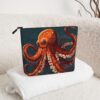 Linen Makeup Bag For Women, Waterproof Travel Cosmetic Organizer Lightweight Zipper Travel Toiletry Bag Organizer Animal Octopus Makeup Brushes Storage Bag
