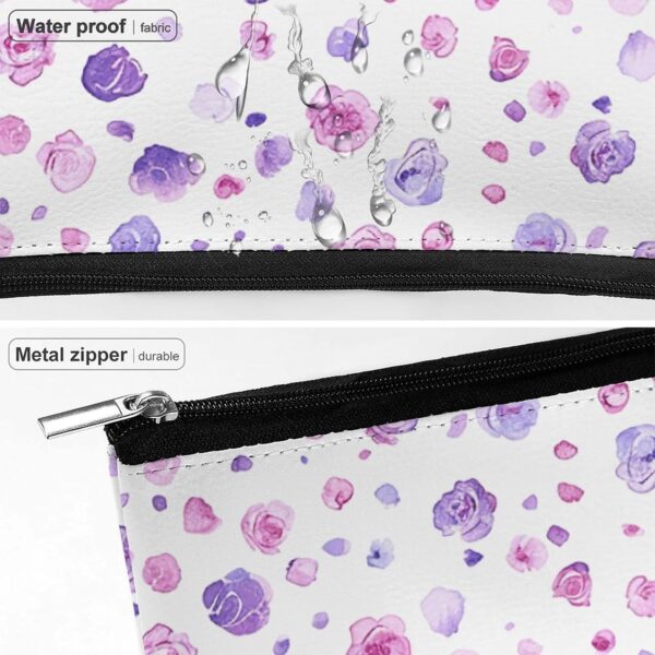 Toiletry Bag for Women Small Purple Rose Cosmetic Bag Portable Capacity Travel Makeup Bags with Zipper Lightweight Cute Beauty Makeup Organizer for Traveling, Accessories, Essentials